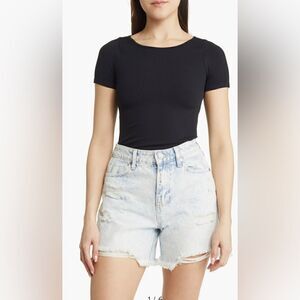 NWT Intimately Free People XYZ Scoop neck black crop top ribbed Sz XS